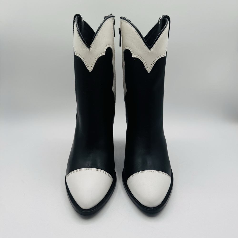 Lucchese Michelle Boots Women's Size 7.5 Black‎ White Leather - Picture 3 of 16